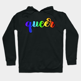 Queer Cursive Rainbow Script Hoodie